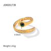 Design organic ring with stone stainless steel malachite, trend accessory, 18 carat, french style, does not fade, wholesale