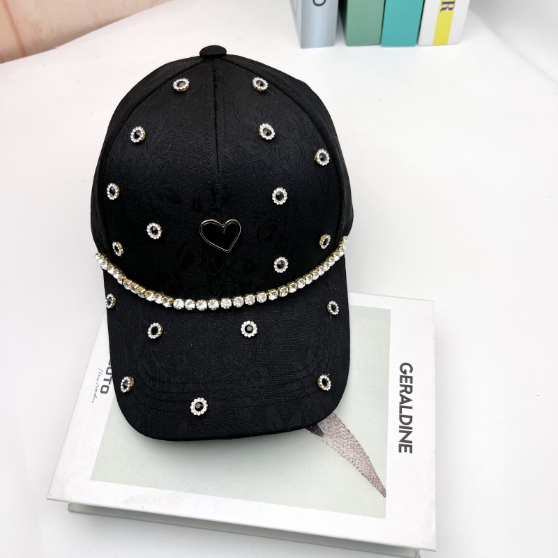 Women's Cute Sweet Solid Color Rhinestone Curved Eaves Baseball Cap display picture 2