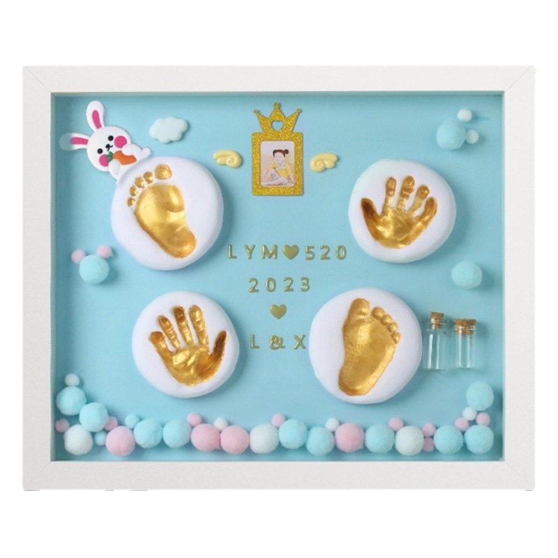Baby hand footprints children hand and foot inkpad baby newborn 100 days diy year old commemorative full moon inkpad photo frame