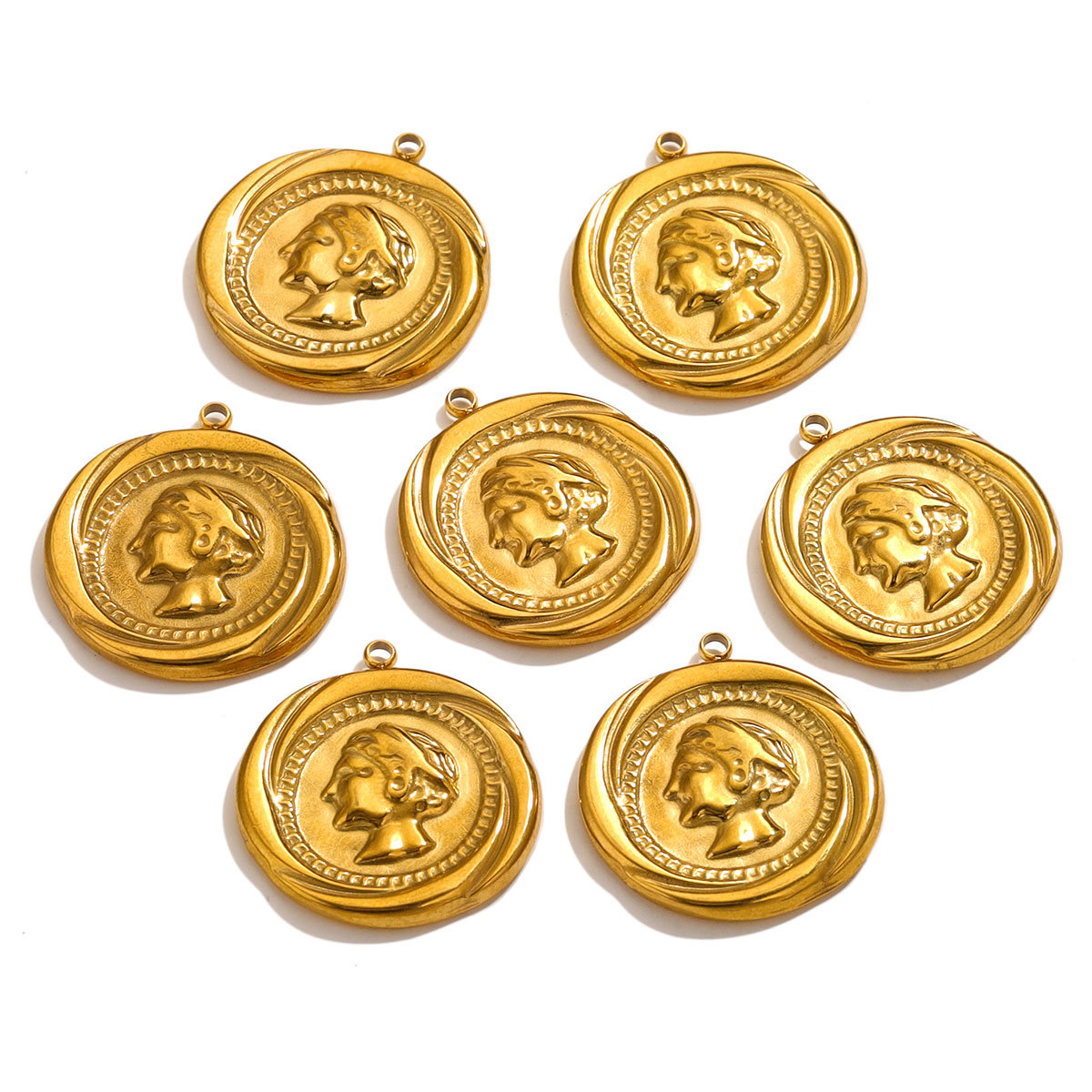 Acero inoxidable reina colgante titanio acero rey moneda collar DIY mujer moneda colgante redondo accesorios de la joyería