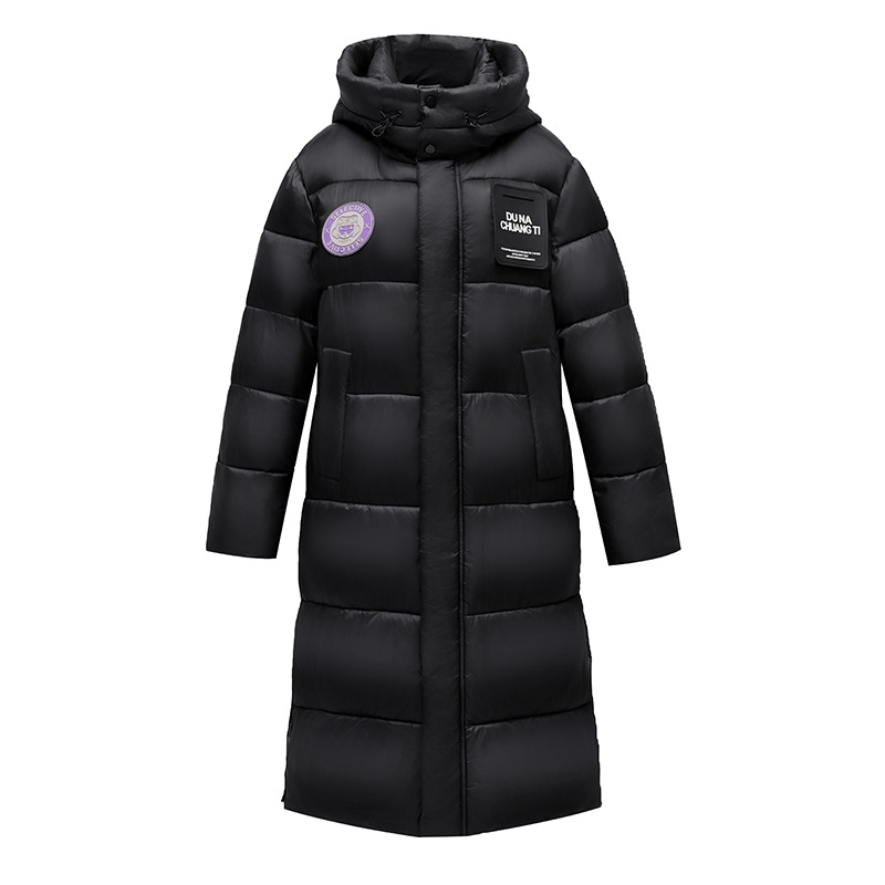 Algodón negro con capuz para mujeres 2025 invierno nuevo estilo de alta calidad de alta gama chaqueta gruesa más caliente de rodilla image 5
