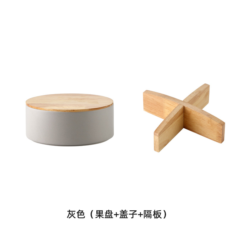 Roble de madera caja caramelo nórdico hogar Sala Mesa café cerámica fruta seca placa con tapa Internet Celebrity snack