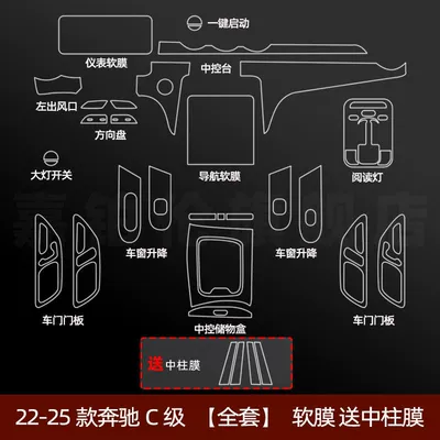 Car interior film, Protective Film, Glc300 Central Control - 22-26-c-class-full-set-soft-film-free-center-column-film