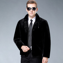 2025貂皮外套男整貂连帽水貂绒大衣仿皮草男装短款貂毛秋冬季新款