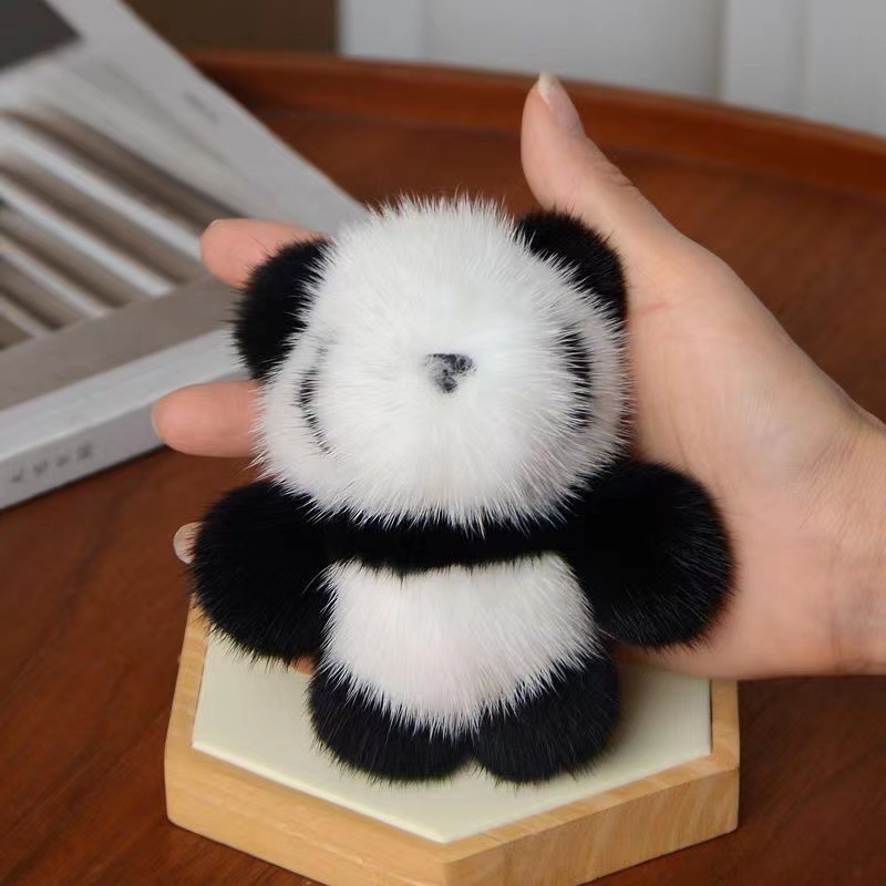 Transfronterizo al por mayor de la oferta de la panda de peluche colgante de imitación de piel de visón bolsa llavero de piel peluda regalo