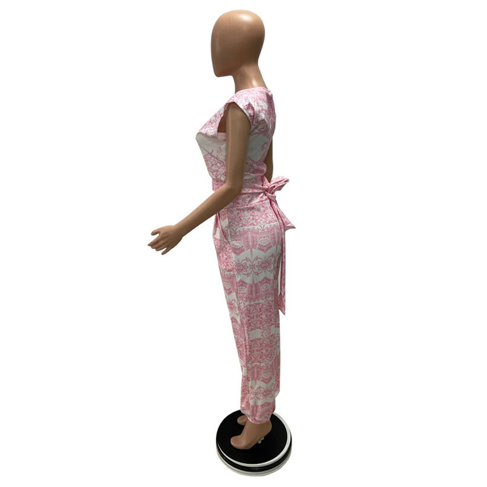 350g Weight Sleeveless Sleeve Length Spandex, Polyester Fabric Type Pant Co-ord Set Sets Type 2 Pieces Set Quantity Daily Occasion Round Neck Neckline Slim Fit Type Printing Pattern Summer Season Women's Gender Vacation Style Daily Women's Vacation Printing Spandex Polyester Pant Co-ord Set Pants Sets 9