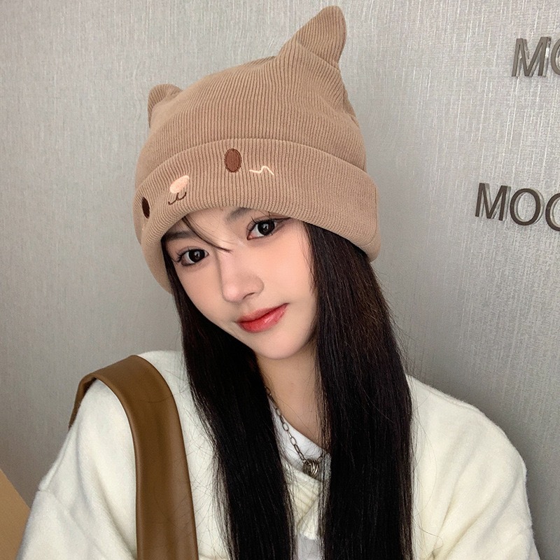 자수 새끼 고양이--카키색