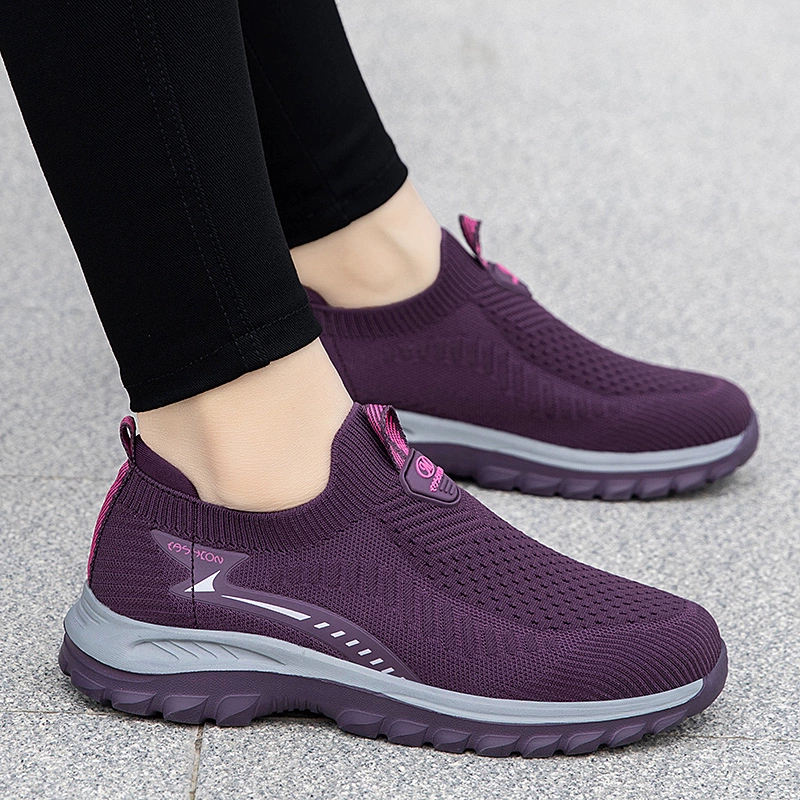 Тканевые туфли для женщин, новые весенние сетчатые туфли без шнуровки для пожилых людей, мягкая подошва, туфли для мам для людей среднего и пожилого возраста