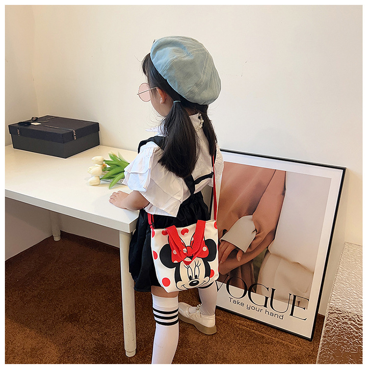 2023 Trendy and fashionable children's canvas cartoon printed crossbody bag, Korean version cute single-shoulder hand-held girls' coin purse undefined