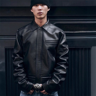 Trendy Retro Biker Style Loose Unisex Street Casual Pu Leather Jacket