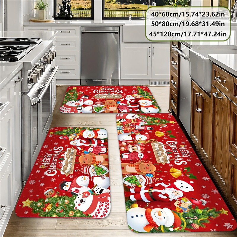 Amazon Christmas Tree Snowman Kitchen Floor Mat Autumn Christmas Entrance Door Mat Holiday Decorative Floor Mat