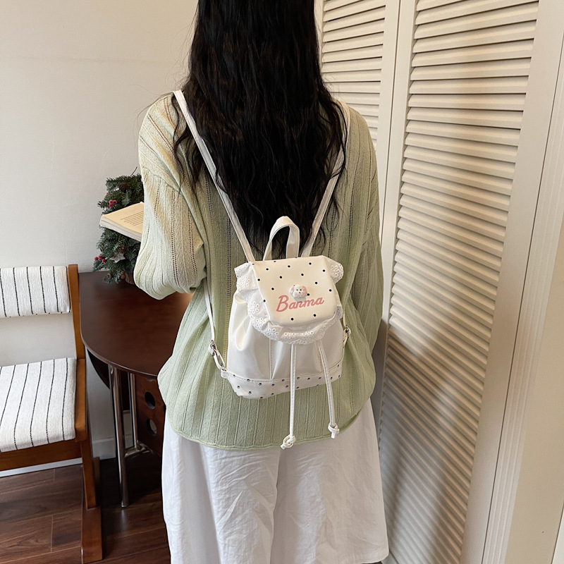 Coreana pequeña onda fresca mochila de encaje mujer verano 2026 nueva moda viajes viajes viajes mochila pequeña
