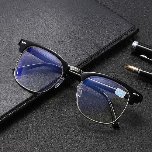 3016 myopia glasses anti-blue light flat mirror half frame retro decorative frame glasses men and women finished myopia glasses