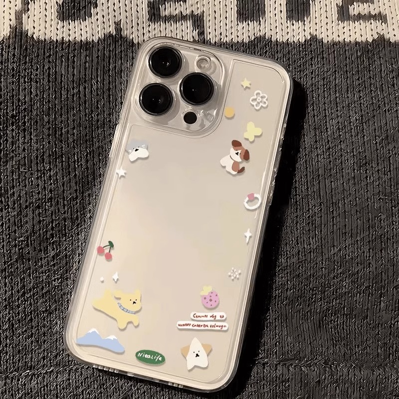 花と草の子犬 Xiaomi 15 携帯電話ケース CIVI3 シンプルな Redmi NOTE14 スペース透明 K70E12C|undefined
