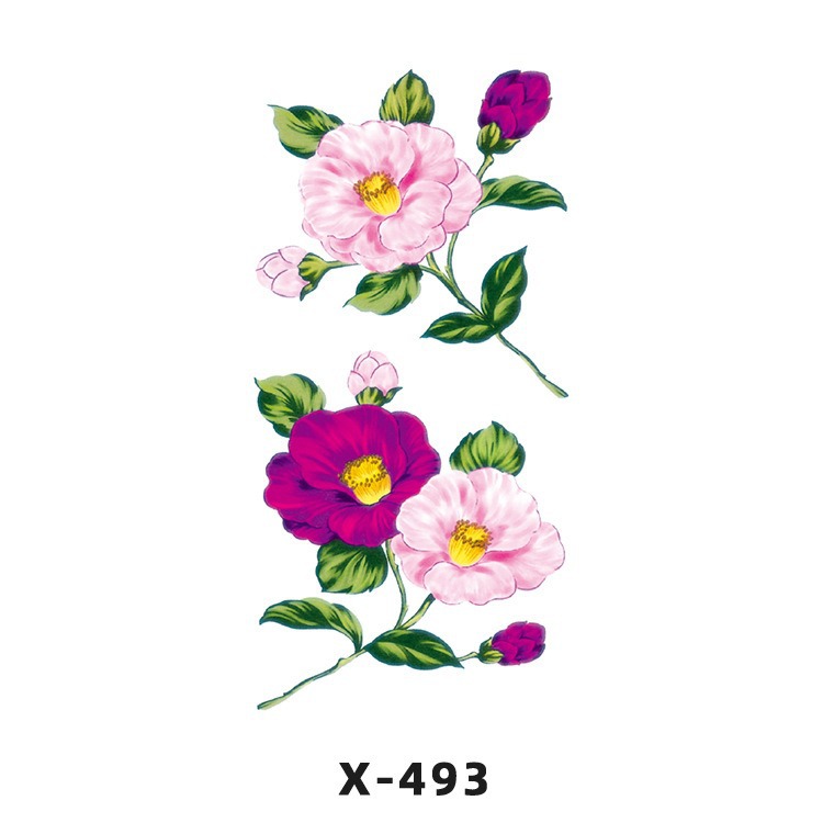 Arco de flor pequeña pegatinas de tatuaje fresco 3D dibujos animados transfronterizo Henna rosa impermeable texto en inglés pegatinas de tatuaje