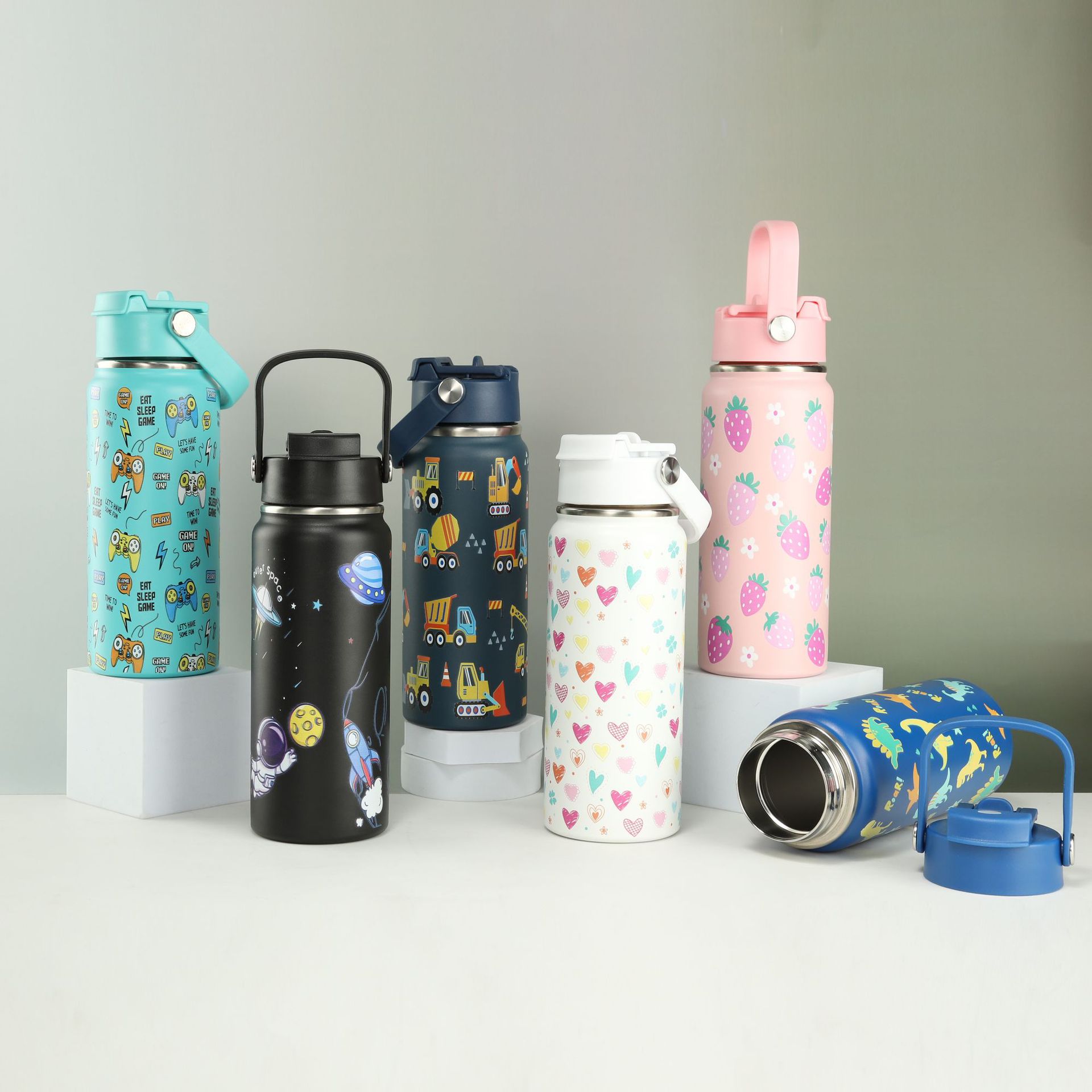 cartoon cute handheld fashionable space glass stainless steel