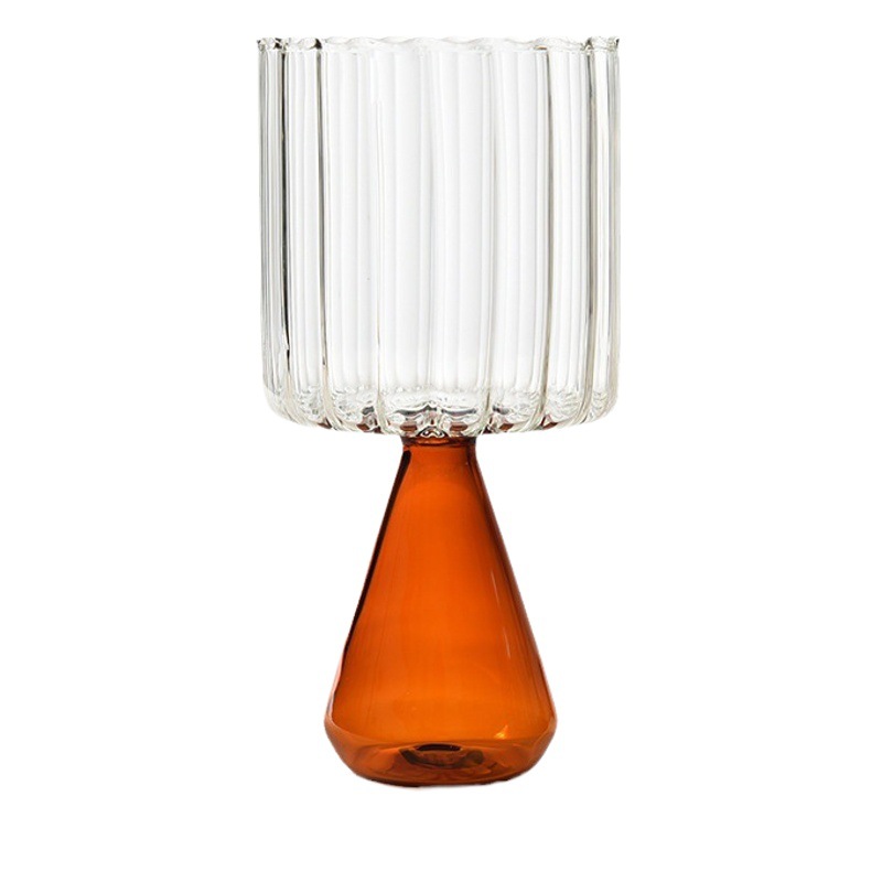 Creativo colorido rayado taza de vidrio taza de agua jugo taza de café desayuno taza de leche bebida taza helado postre taza