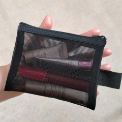 Simple cosmetic bag small lipstick air cushion bag storage bag portable mini makeup bag mesh transparent bag