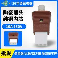 多星鍋一字平口三穴電源コード平挿し炊飯器電気炒め鍋平頭平行純銅セラミックプラグ