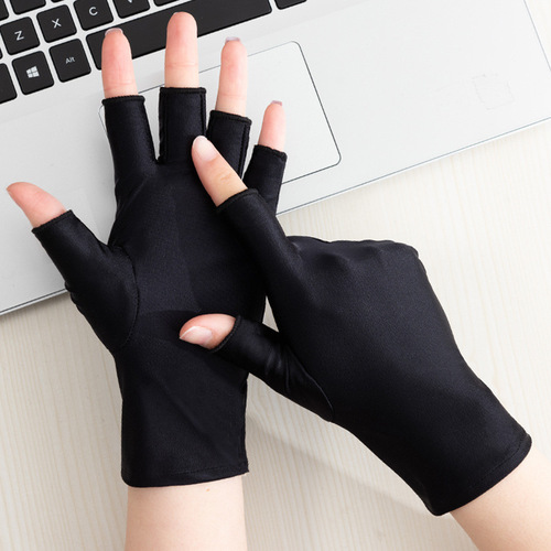 Women's thin half-finger tea-picking white ladies half-finger beauty gloves, driver sun protection gloves, short half-finger nail gloves