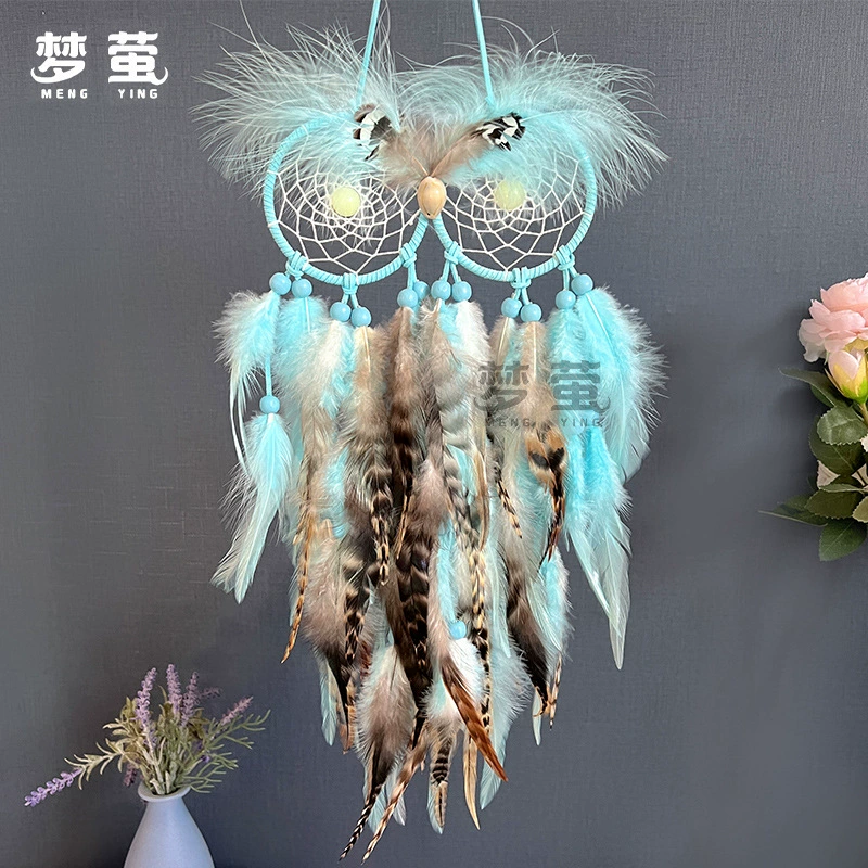 [Оригинал] Милая Сова Ловец снов висит перо колокольчики ручной работы кулон творческие поделки