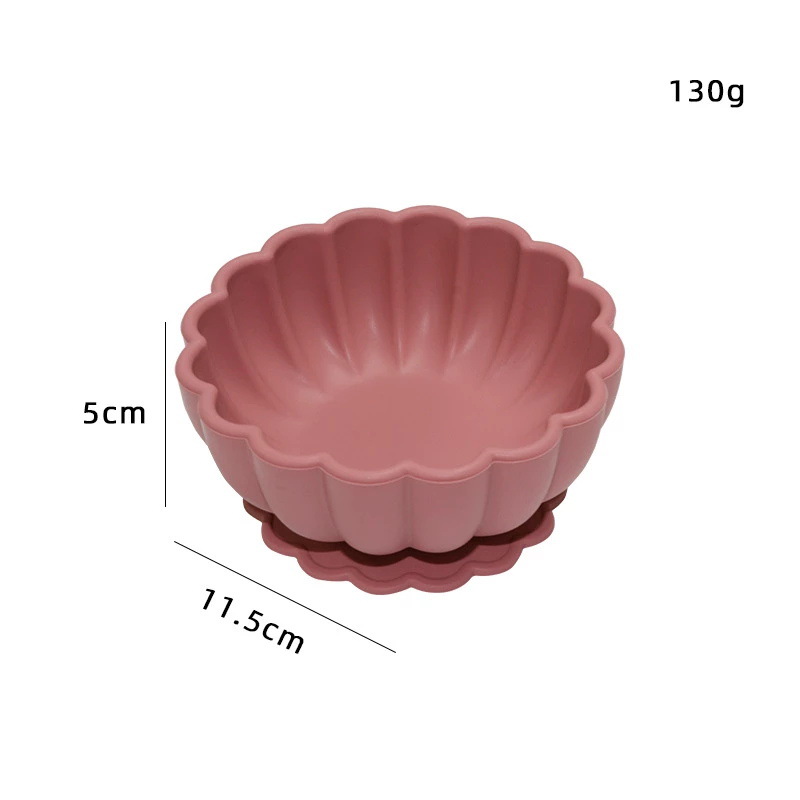 Cuenco de suplemento alimenticio de silicona cuenco de calabaza cuchara de silicona redondo para niños vajilla de entrenamiento de alimentación resistente a las caídas cuenco de silicona para niños