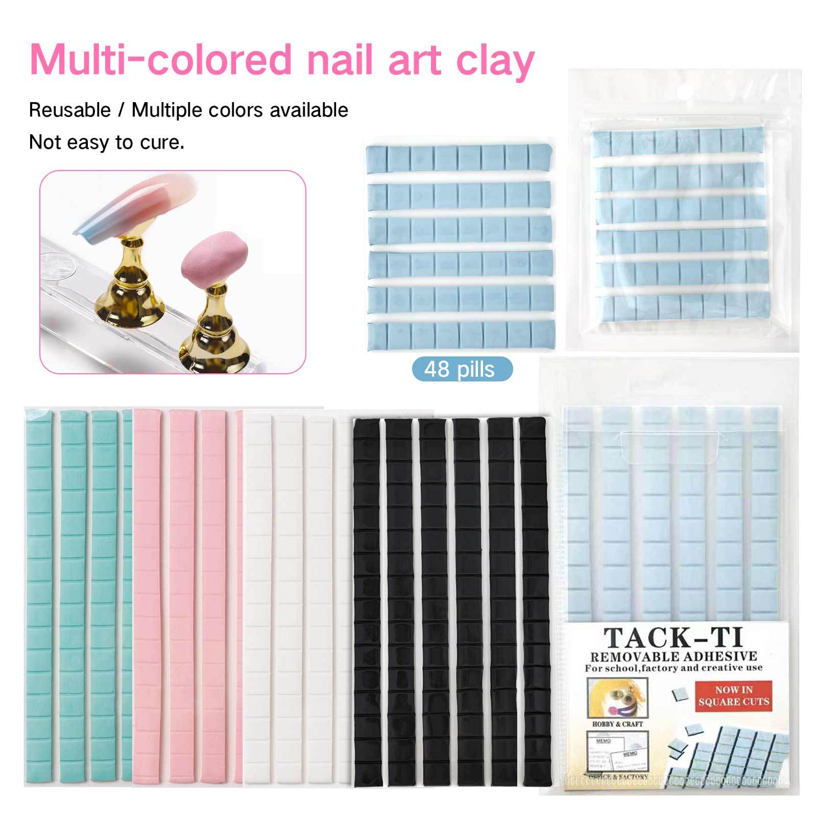 Herramientas de práctica de manicura de suministro directo transfronterizo 96 tabletas/paquete de arcilla de uñas pieza de barro sin costuras plastilina arcilla universal fija