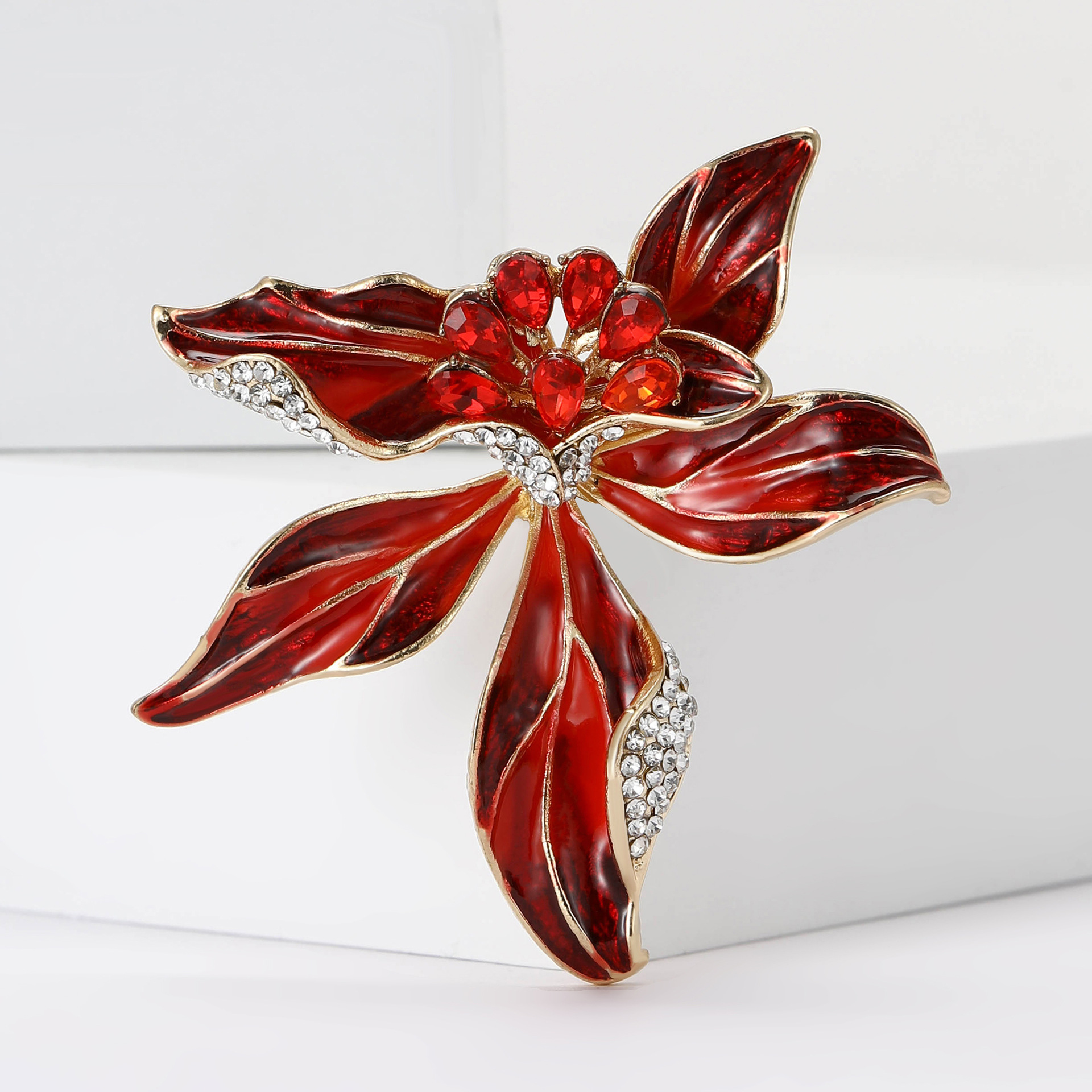 European and American atmosphere alloy enamel iris flower brooch fashion temperament ladies suit coat corsage jewelry pin