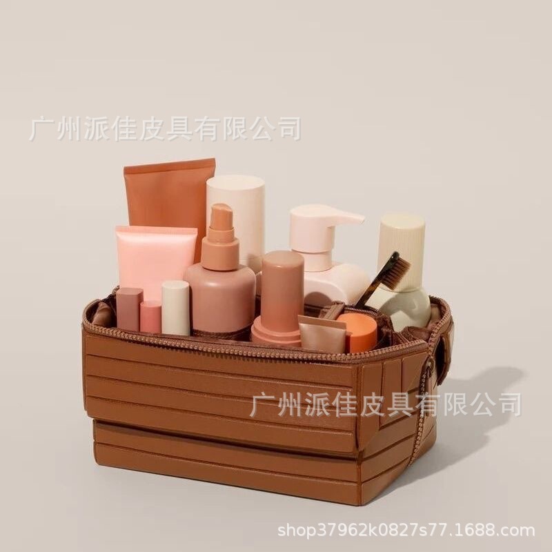 2025 New Geometric Rhombus Cosmetic Bag for Women, Large Capacity, Partitioned Travel and Commuting Shell Bag, Solid Color Storage Bag