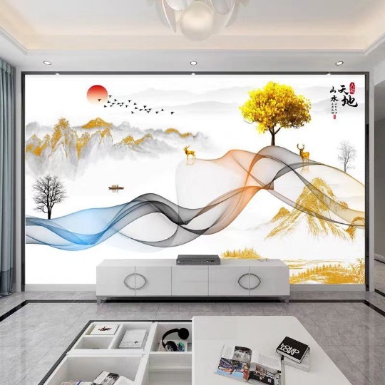 墙纸3d立体壁画电视背景墙壁纸客厅家和影视壁布装饰墙布自粘|undefined