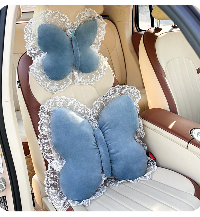 Blue Rain Original Car Headrest and Lumbar Support Creative Bow Car Cushion Neck Pillow Cross-Border New Car Cushion