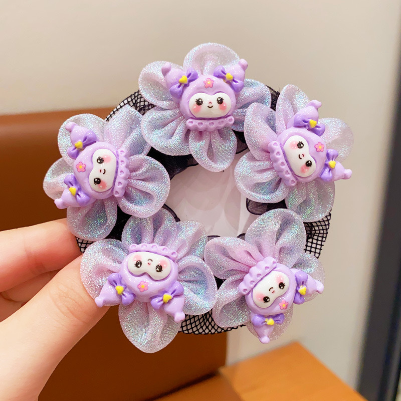 Niños Kuro cabello de la red de baile de bolas de cabeza de la red bolsas lindas flores cabello no daña cabello de cabello