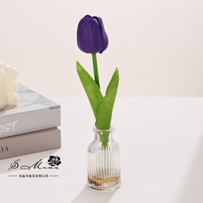 Flores falsas de vidrio de agua falsas tulipanas bonsai flor de moda decoración creativa plantación verde artificial simulación maceta image 3