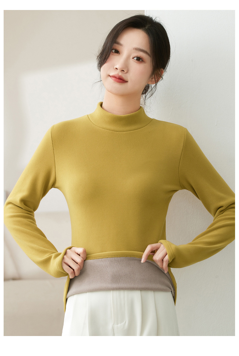 Abbigliamento da donna, maglione a collo alto in velluto tedesco, autunno e inverno, nuovo, intimo spesso, di alta qualità, nero, collo medio, caldo_voghion.com