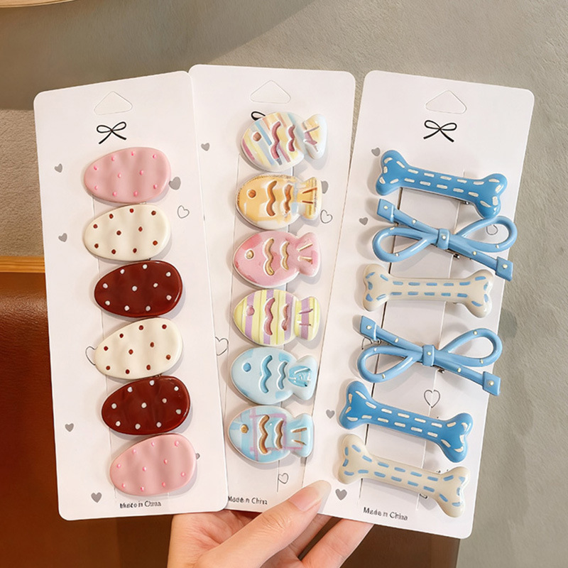 New Red Polka Dot Bow Hairpin Cute Bangs Clip Set Girl Side Clip Simple Popular Hair Accessories Hairpin