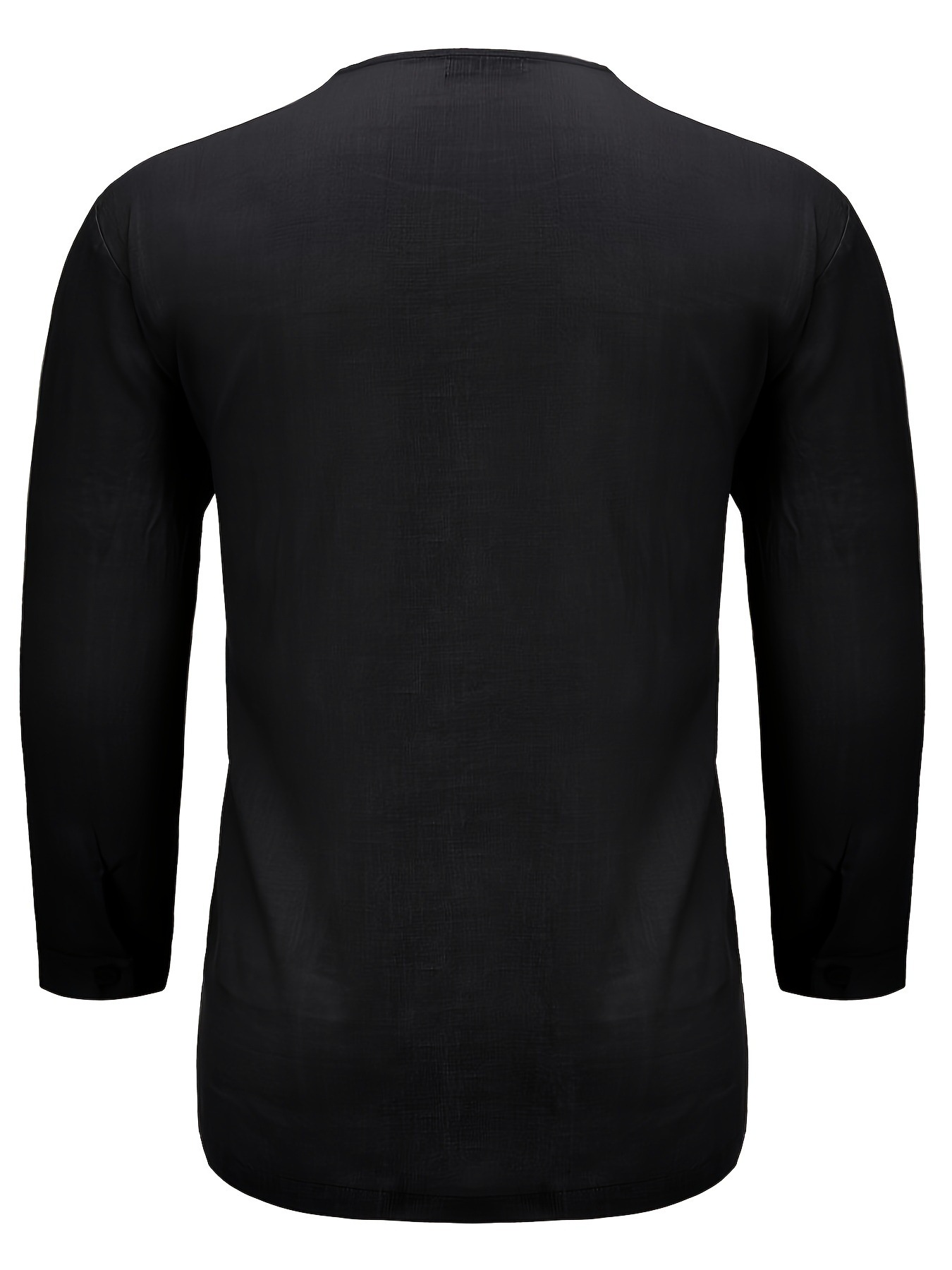 Men's Solid Color Simple Style V Neck 3/4 Length Sleeve Loose Men's T-shirt display picture 8