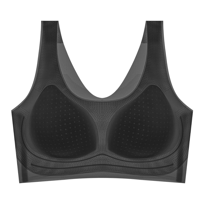Ropa interior sin costuras, espalda de belleza femenina, pecho pequeño, chaleco deportivo anti-caída, copa fija integrada, sujetador sin anillo de acero