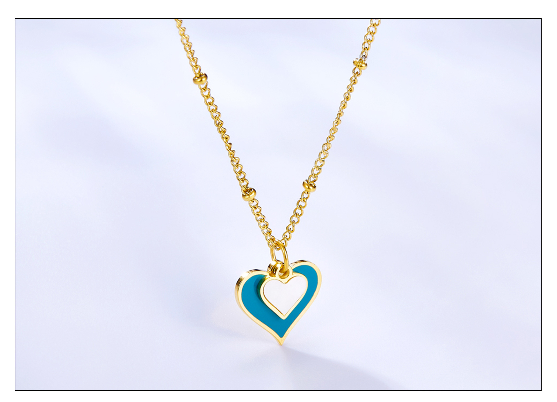 Fashion Heart Shape Stainless Steel Plating Layered Necklaces 1 Piece