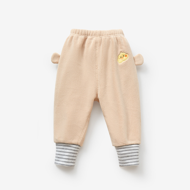 Pantalones para niños Primavera, otoño e invierno Bebé forrado de lana cálido niños y niñas Ropa exterior para niños otoño PP Pantalones Bebé Butt Pantalones