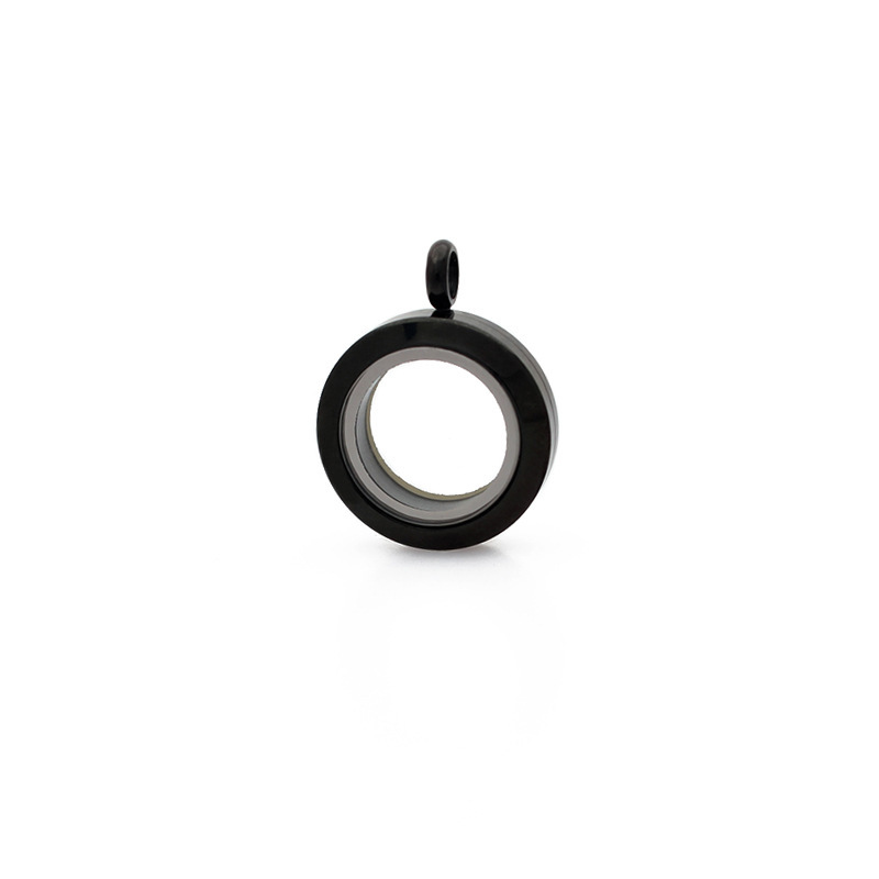 Gawu caja de acero inoxidable redonda de cristal caja de la foto cinabrio COLLAR COLGANTE hombres y mujeres Universal de múltiples tamaños disponibles