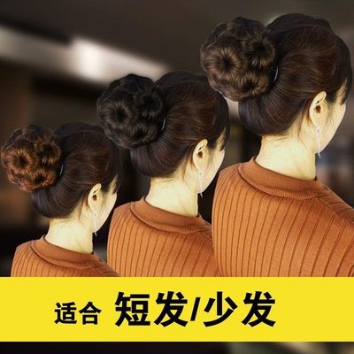 盤發器抓夾新娘丸子頭發包頭飾花苞頭假發發卡女蓬松九朵花顏色圖