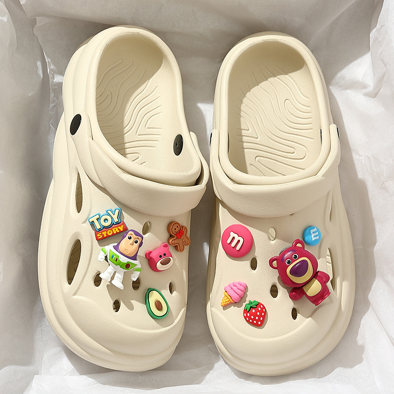 孕妇洞洞鞋女士夏季外穿2024新款厚底沙滩鞋包头凉拖鞋男款