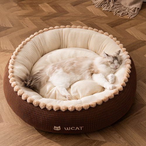 【90% Off Pre-sale】Cat House Autumn and Winter Open Style Round Cat Bed Thick Warm Dog Pet Mat
