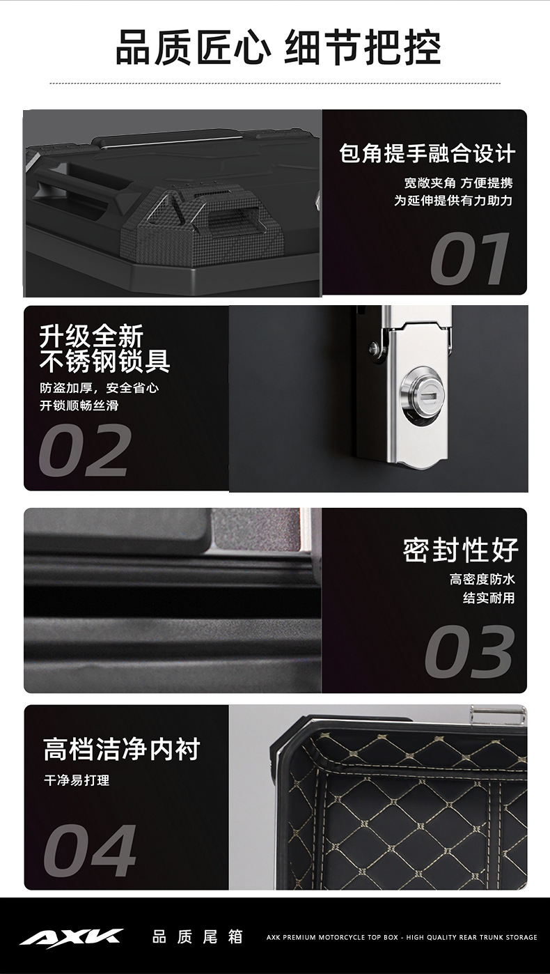 Motorcycle Trunk with Large Capacity for Delivery Riders, Electric Delivery Box for Electric Scooters, Universal Square Box for Scooters