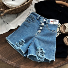 女童牛仔短褲夏季新款兒童寶寶洋氣韓版破洞中大童外穿潮0077A003