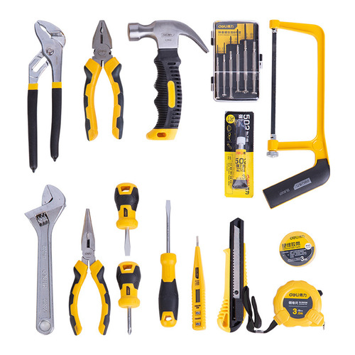 Deli tool box household set 21 pieces electrician comprehensive repair box manual hardware multi-function complete set
