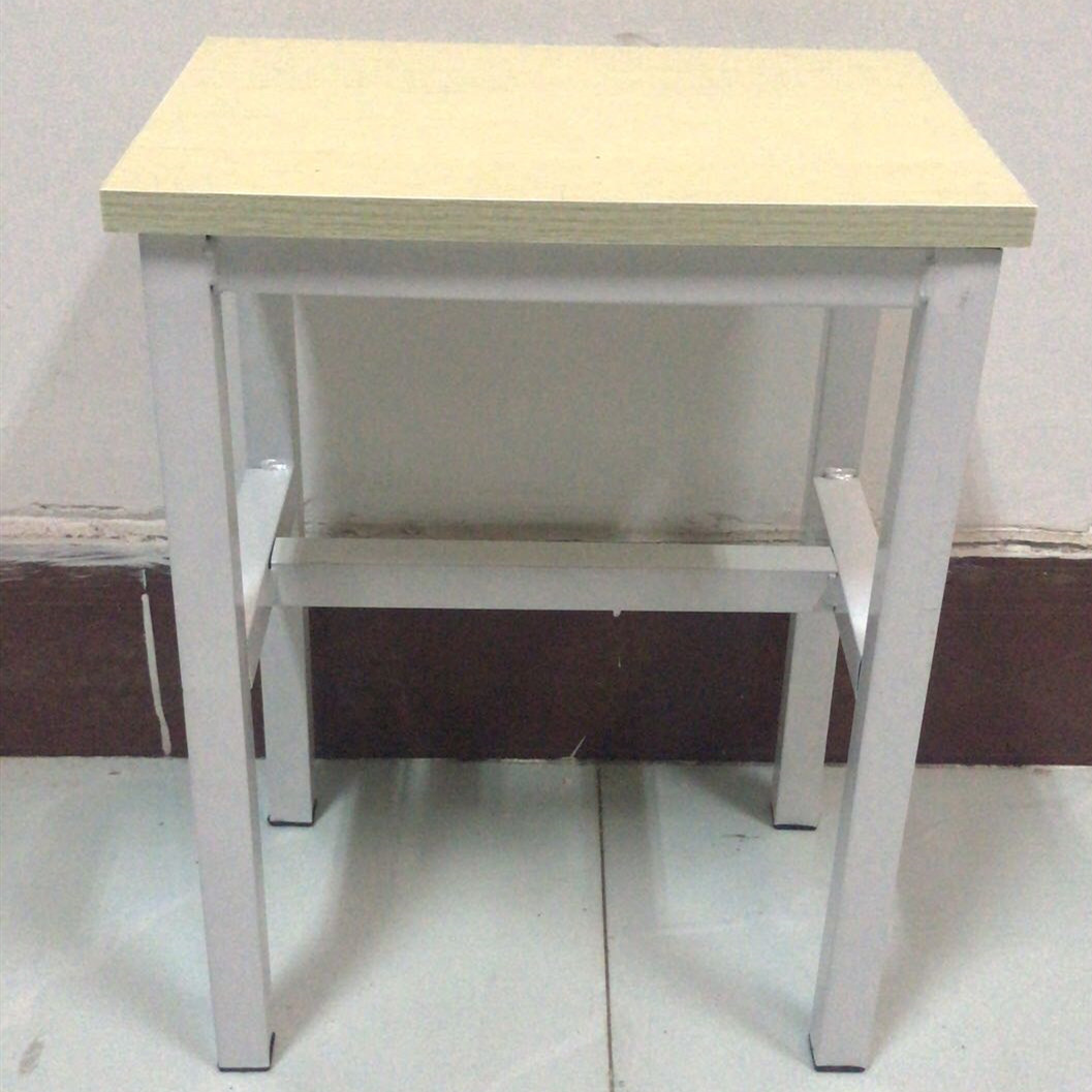 Taburete de taller al por mayor, línea de montaje de fábrica, taburete de trabajo, taburete cuadrado pequeño de acero y madera, taburete de hierro de comida rápida, oro de entrenamiento