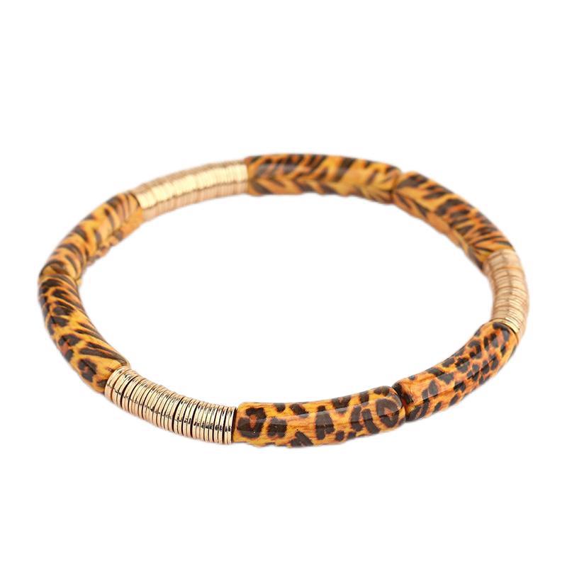 1 Piece Quantity Daily Occasion Retro Leopard Arylic Iron Handmade Chain Beaded Bracelets Wholesale