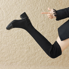 2025秋冬新品小码33过膝长靴女高跟粗跟2025秋冬新款弹力瘦瘦靴大