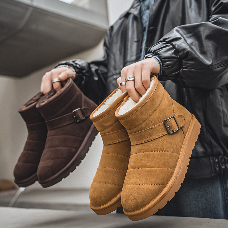 Snowy boots for men in 2024 winter, bread Northeast men's plush insulation, thick anti slip shoes, large cotton shoes_voghion.com